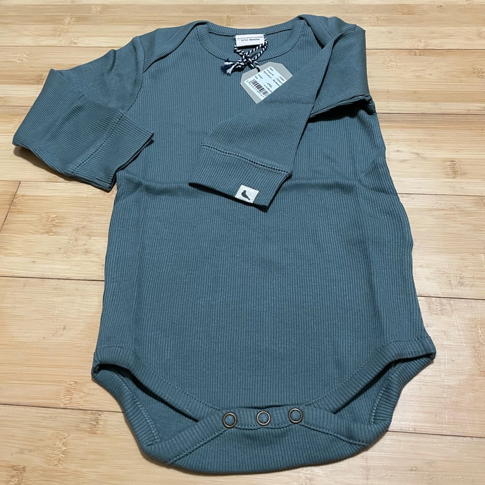 Turtledove London Rib Bodysuit in STEEL NWT